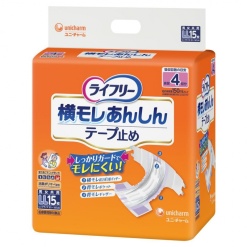 라이프리 테이프 고정용 옆으로 흐름방지 안심패드 LL 사이즈 4회흡수 15매입_성인기저귀 요실금