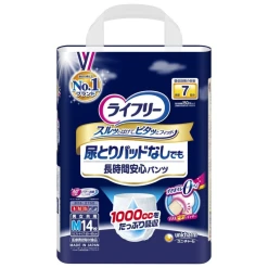 라이프리 소변얻는 패드없이도 장시간 안심 바지유형 M사이즈 7회흡수 14매입_성인용기저귀 요실금