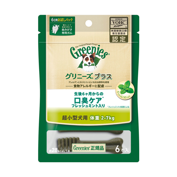 그리니즈 플러스 프레시민트가 들어간 개껌 2~7kg 초소형견용 6개입