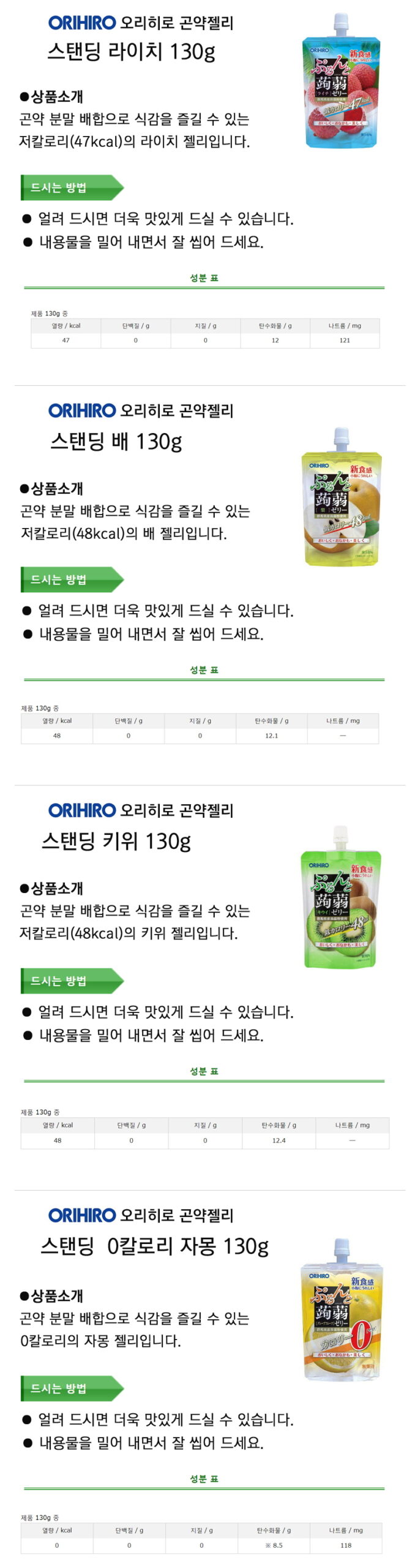오리히로 곤약젤리 복숭아 뒷면