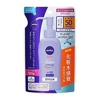 니베아 자외선 차단 슈퍼 워터 젤 펌프 리필용 선크림 SPF50 PA+++ 125g_여름기획