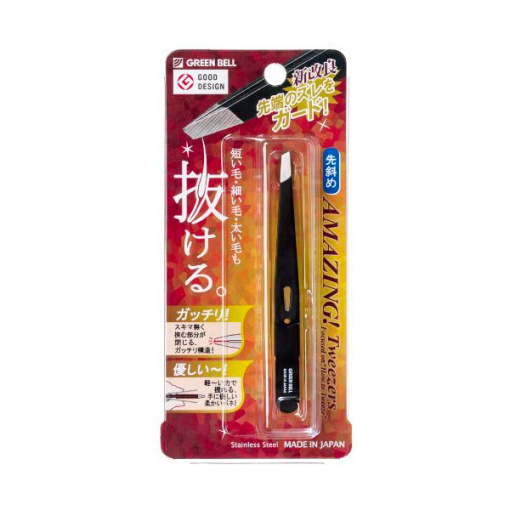 일본 그린벨 족집게 눈썹 솜털 정리 제모 트위저 대각선 유형블랙