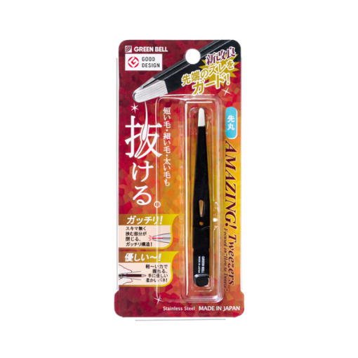 일본 그린벨 족집게 눈썹 솜털 정리 제모 트위저 둥근 타입블랙