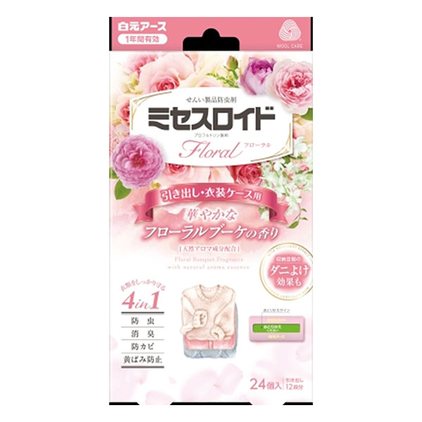 미세스로이드 플로랄 서랍용 1년 방충 플로랄 부케의 향기 24개입