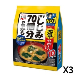 나가타니엔 한그릇에 바지락 70개의 힘 미소시루 대용량 10개입 196g  3  X 세트