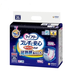유니참 라이프리 뒤틀림 없이 안심 종이 팬티용 성인용 기저귀 초숙면 안심 6회 20개