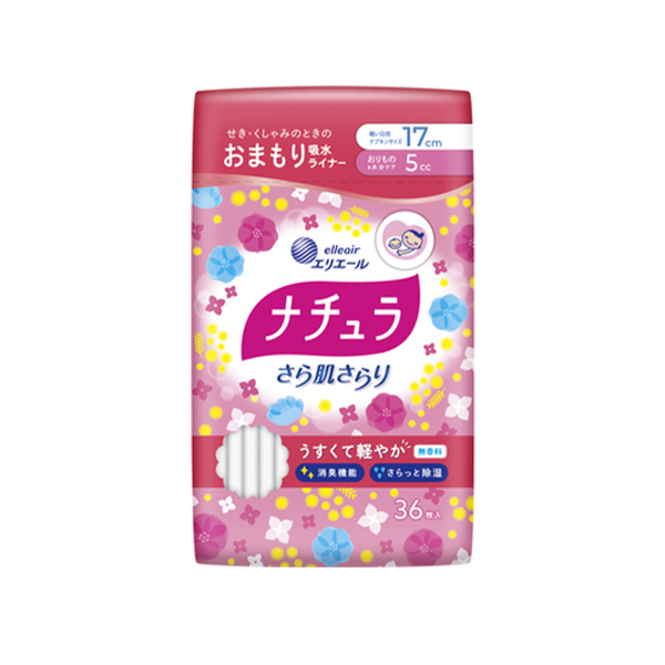 다이오제지 에리엘 내추럴 보송보송 피부 보송 가벼운 흡수 팬티라이너 17cm 5cc 36장