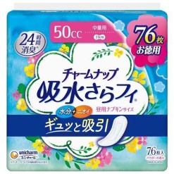 유니참 매력업 흡수 보송보송 냅킨 타입 중량용 파우더 향 50cc 76장.