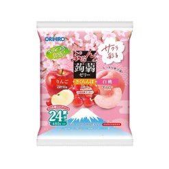 [기간한정] 오리히로 벚꽃을 입은 탱글탱글 곤약젤리 대용량 사과+체리+백도 24개입 480g